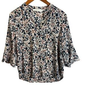 ASTR The Label Floral Belle Ruffle Sleeve Blouse Womens Size Medium